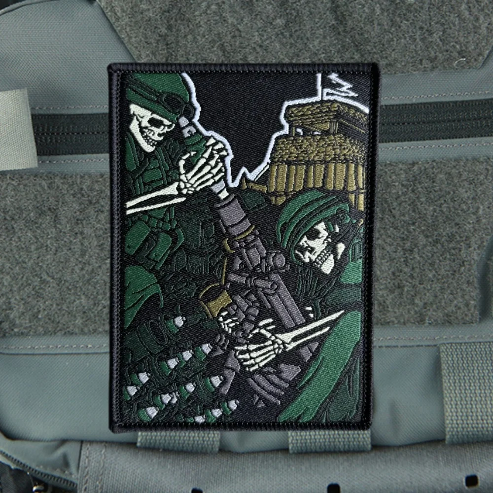 DulSkull-Insigne de Moral de Soldat, Patch de Faucheuse, Crochet et Boucle, Patchs de Broderie de la Mort, Autocollant de Sac à Dos Militaire, Artilleurs