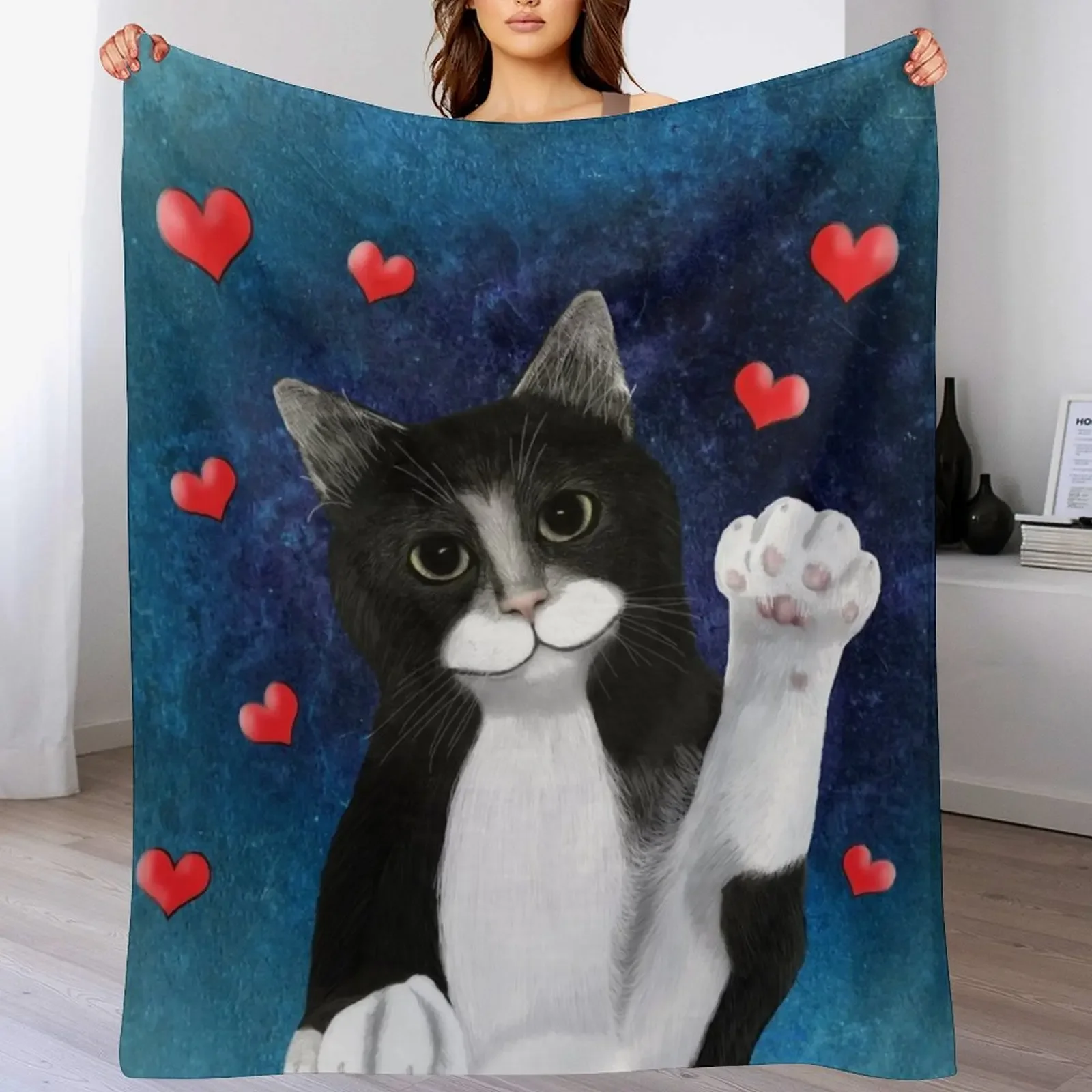 New Loving Tuxedo Cat Throw Blanket Nap Thermals For Travel Blankets