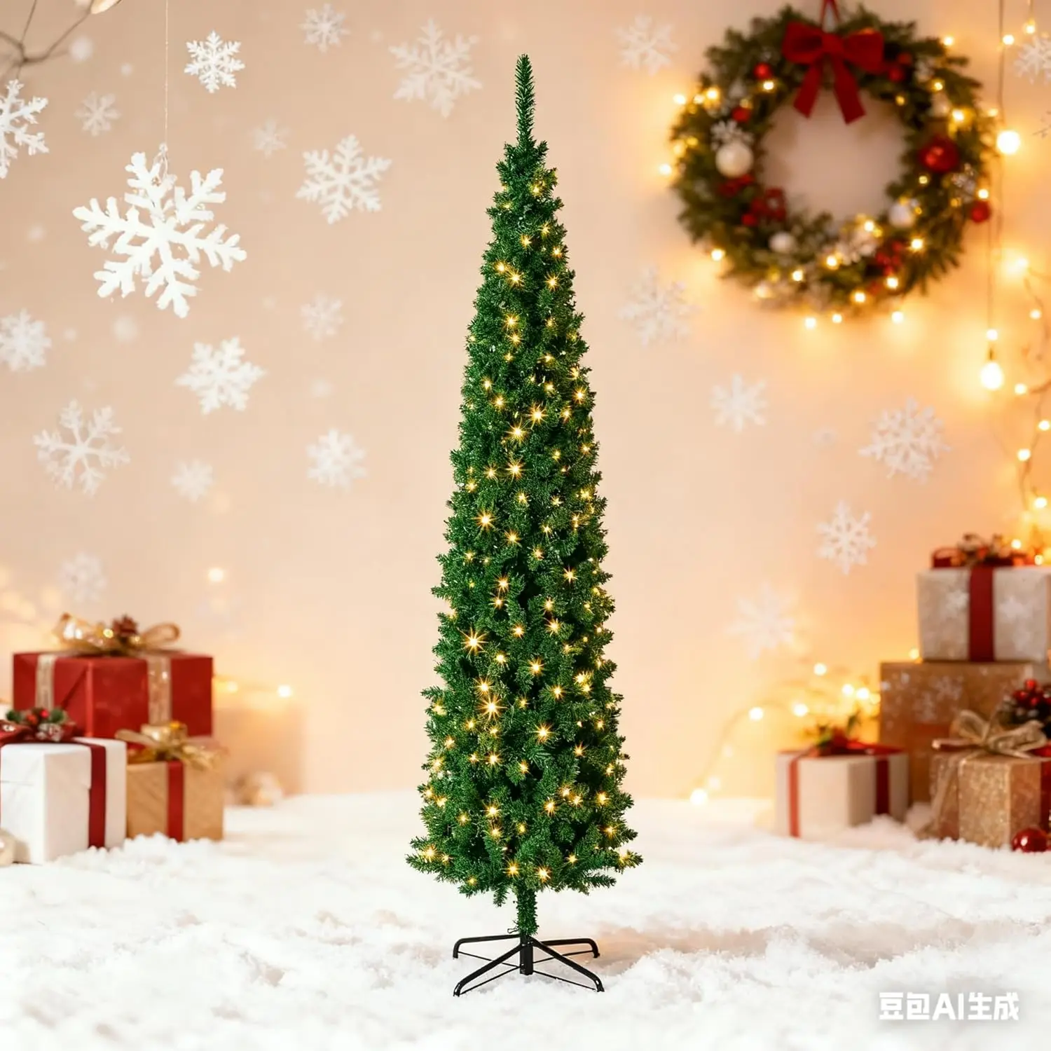 

Искусственное карандашное дерево 6 футов/7,5 футов/9 футов/12 футов, предварительно освещенное, легко собирается, тонкое высокое дерево для домашнего офиса, вечеринки, декора торгового центра, реалистичный бюстгальтер