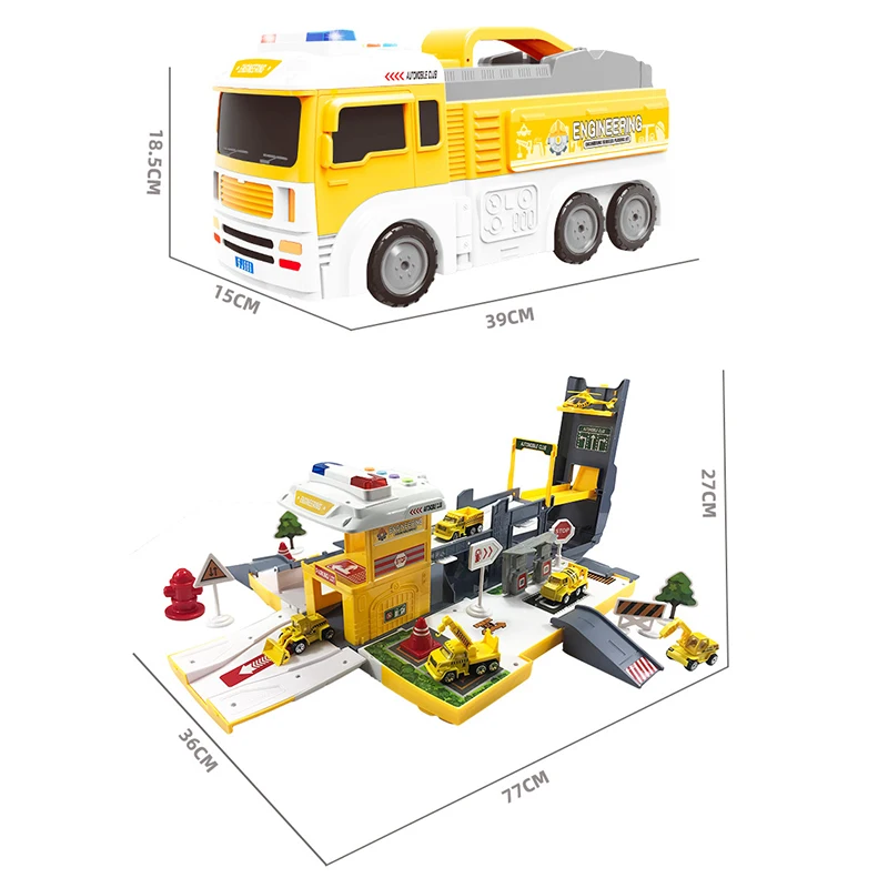 Estacionamiento de neumáticos portátil para niños, caja de regalo de juguete, modelo Orbital de rayos, Kit de riel de Metal, regalo de cumpleaños, nuevo