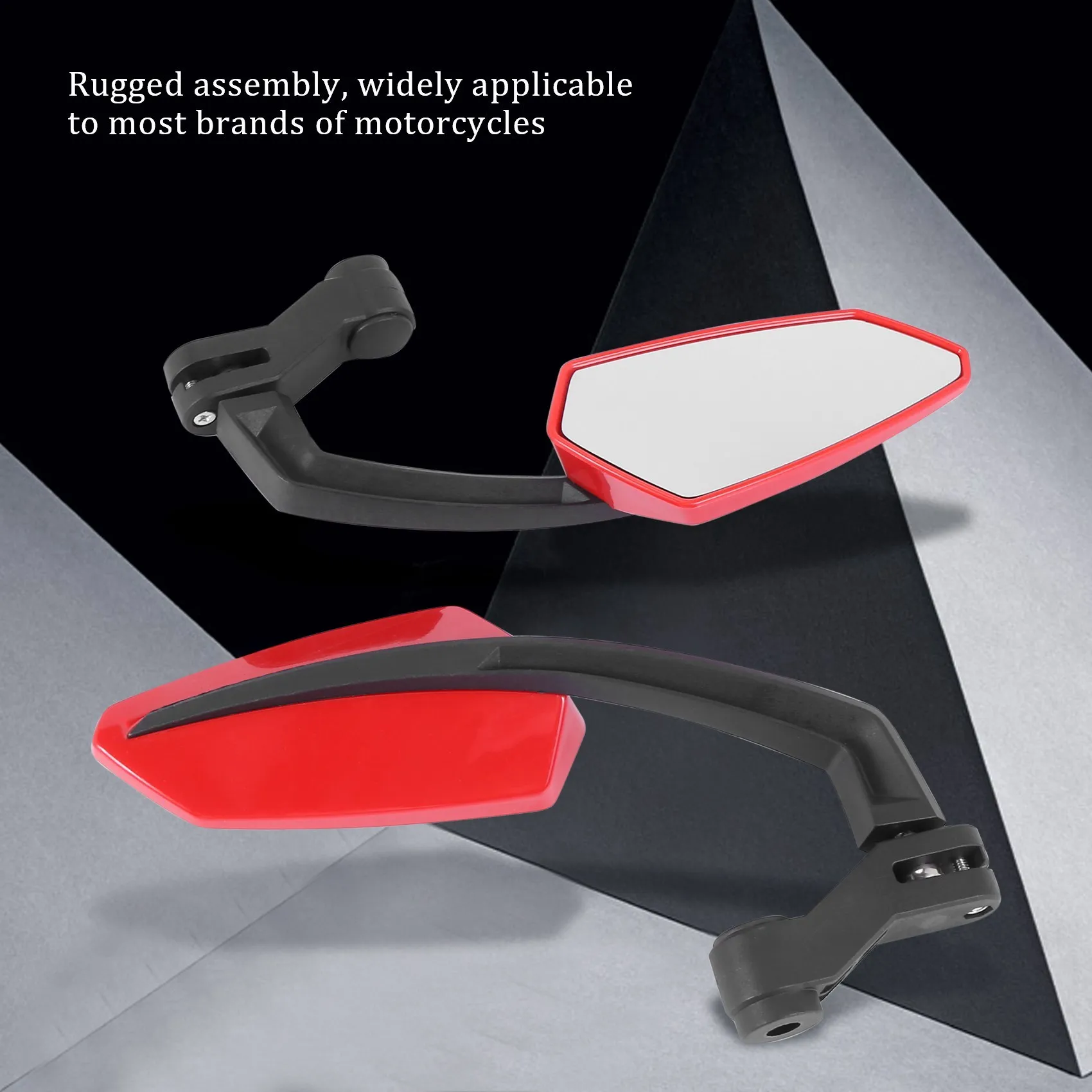 AEE4-Motorcycle Rearview Mirror With M8 Clockwise And Counterclockwise Threaded Bolts ATV Moped Scooter Cruiser Roller Red