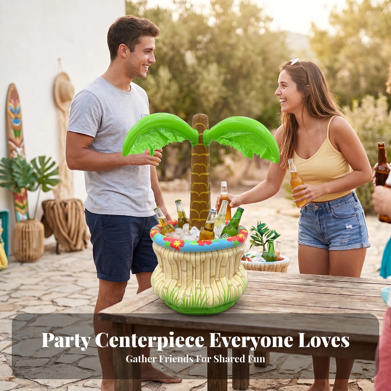 Inflatable Ice Container Air-Filled PVC Ice Container Inflatable Drink Cooler Lightweight Portable Drink Cooler Reusable