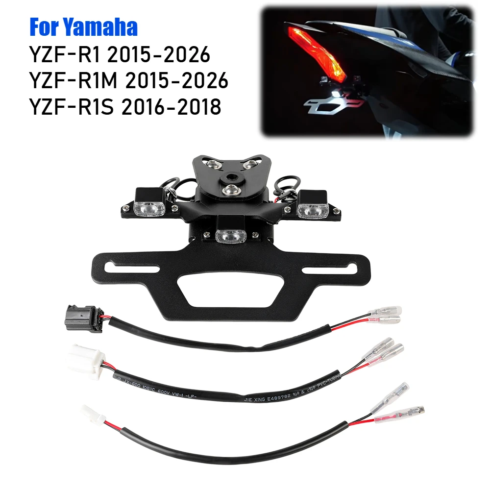 For Yamaha YZF-R1 YZF-R1M YZF-R1S YZFR1 YZFR1M YZFR1S YZF R1 R1M R1S Motorycle License Plate Holder Turn Light Fender Eliminator