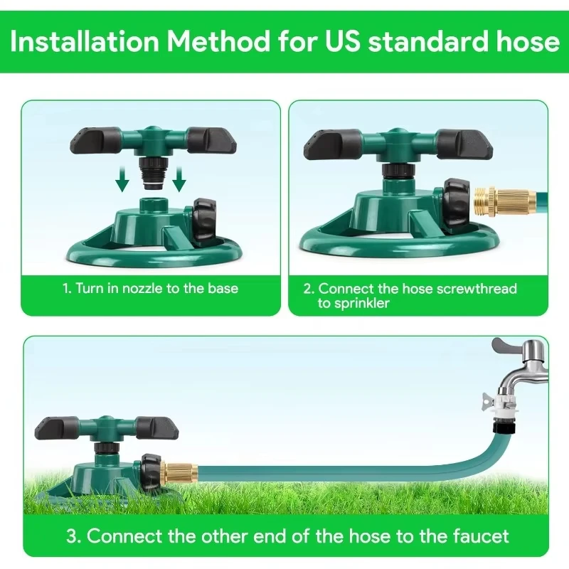 2026 Garden Watering Irrigation Supplies Sprinkler Nozzle 360 Degree Automatic Rotating Water Spray Garden Lawn Automatic Sprink