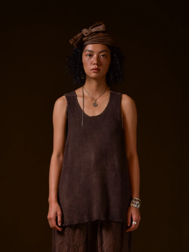 

Silk Knitted Patchwork Vest Svel Color Base Layer Outerwear Top Original Design Eco-Friendly RPET Fabric Women's ...