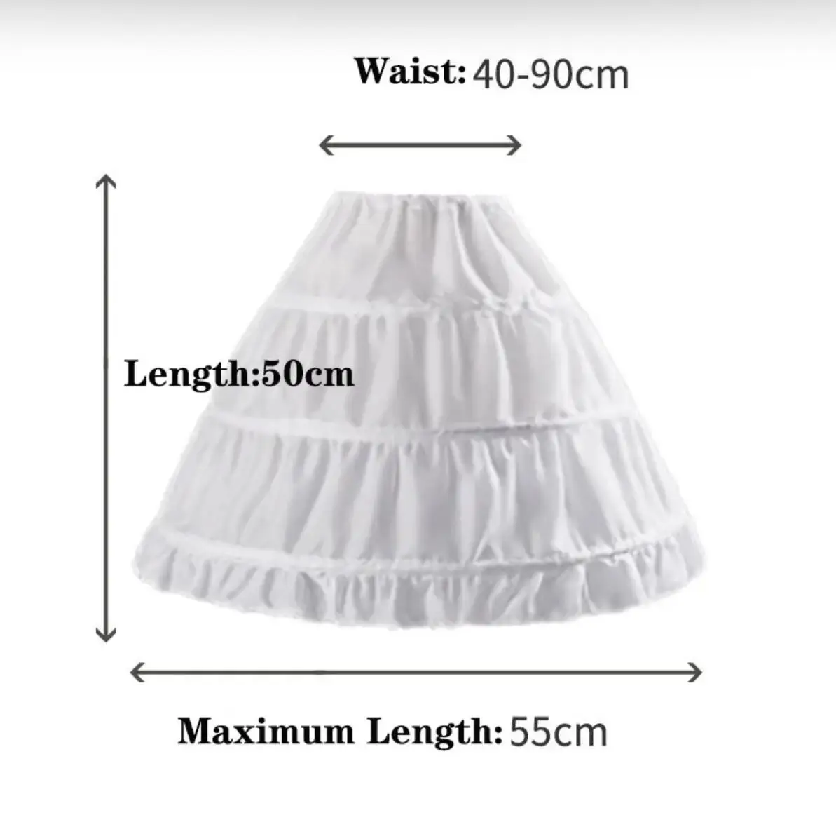 Cosplay Children Petticoat A-Line 3 Hoops Jupon Enfant Kids Crinoline Trim Flower Girl Dress Underskirt Elastic Waist