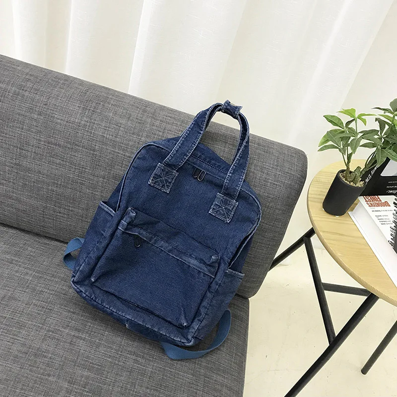 Sac à dos en denim délavé pour femme, style universitaire artistique, niche classique, sensation haut de gamme, grande capacité, décontracté et polyvalent