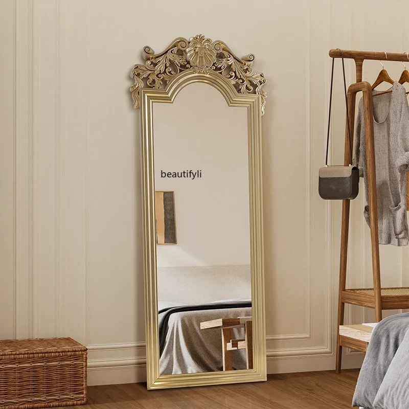 

French carved full-body mirror household light luxury floor full-length mirror entrance decorative mirror2936