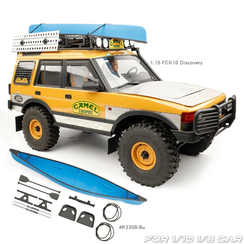 Simulated Double Kayak Wooden Boat Roof Boat Decorative Mood Accessories for 1/8 1/10 RC Crawler Car Traxxas DIY Upgrade Parts