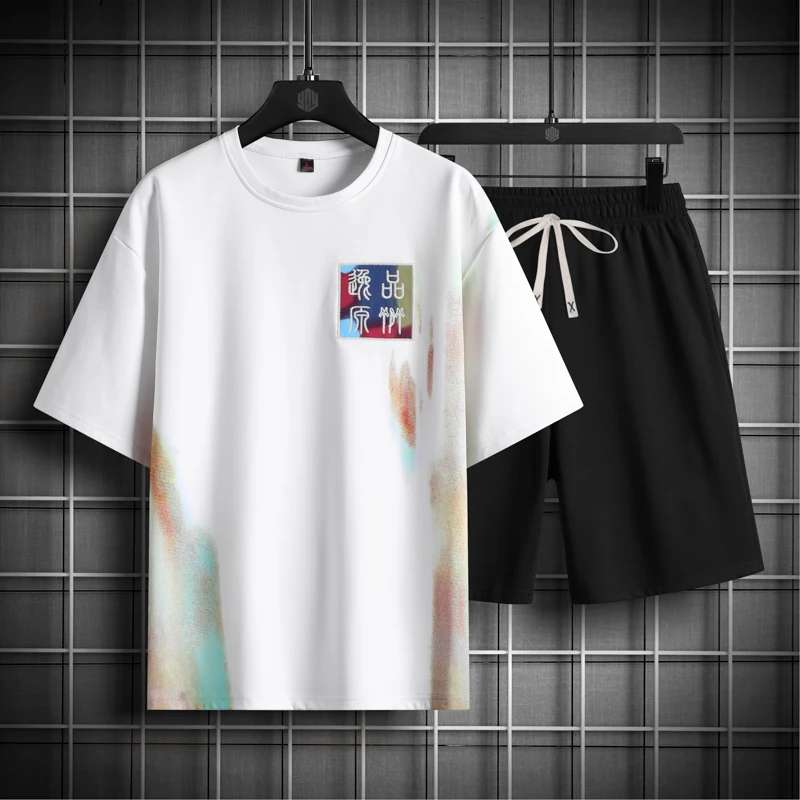 2024 Summer Sets Men Fashion Short Sleeve Shirt/Shorts Two-piece Mens Streetwear Loose casual Set Mens Short Sets big size M-8XL