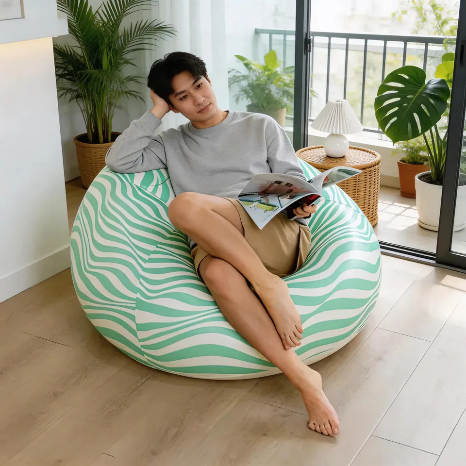 Inflatable Sofa With Armrests And Backrest Living Room Inflatable Sofa Foldable Inflatable Sofa Adult Bean Bag Chair