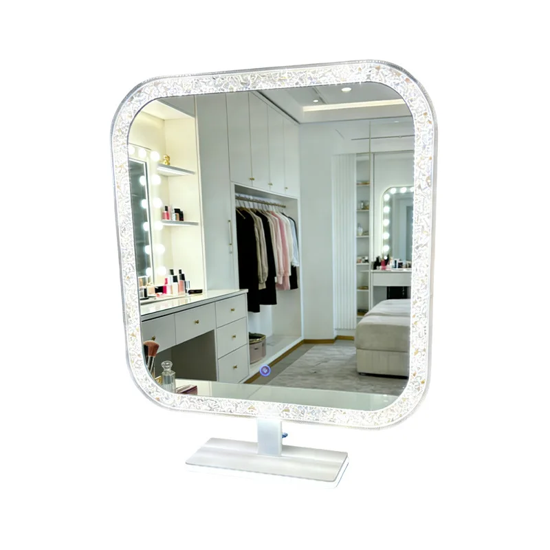 Makeup mirror LED crystal desktop makeup mirror studio light luxury desktop smart home ins wind lamp vanity mirror