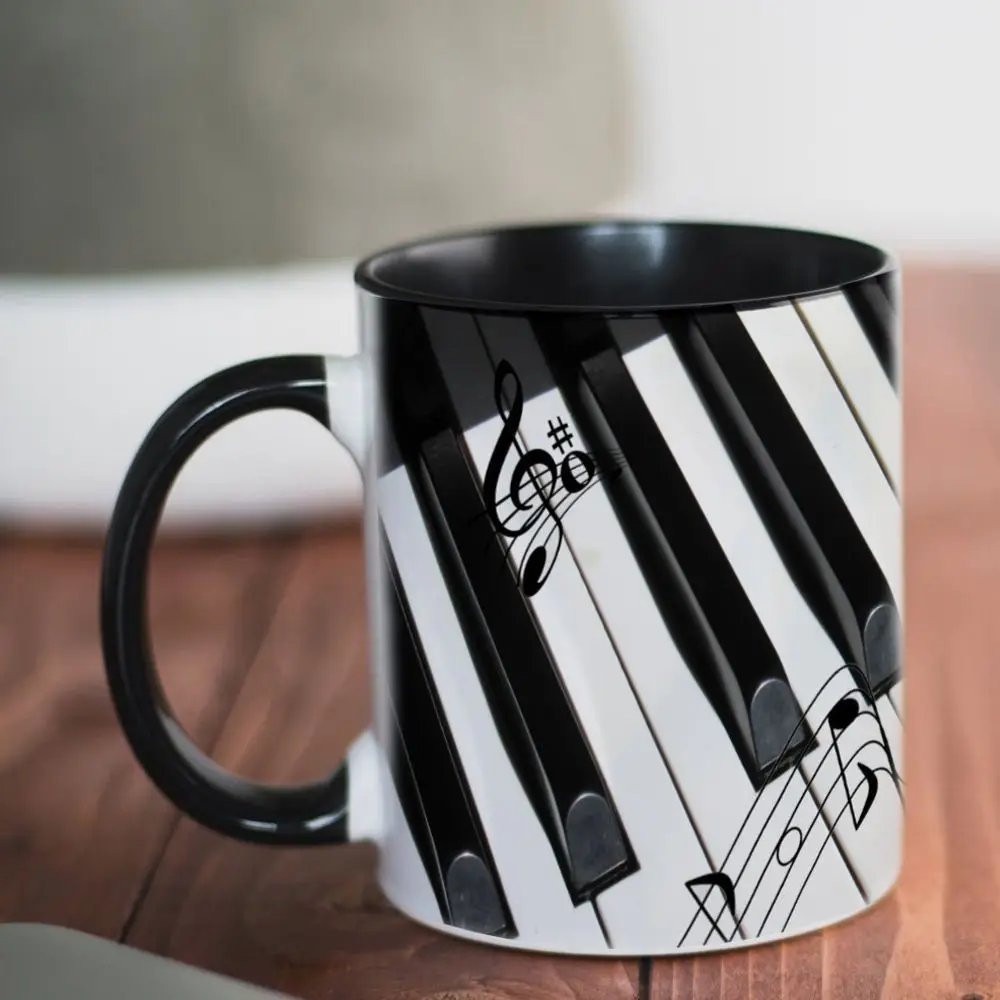 Creative Piano Patterned Ceramic Mug, High-value Coffee Mugs, Home Decor Piano Cups, Couple Tea Cup, Birthday Gift Kawaii Cup