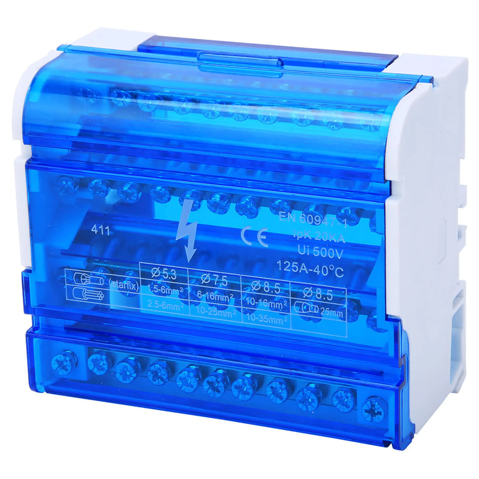 411 Terminal Block Distribution Box Din Rail 4-Level Single Phase for Electrical Engineering Terminal Distribution Box