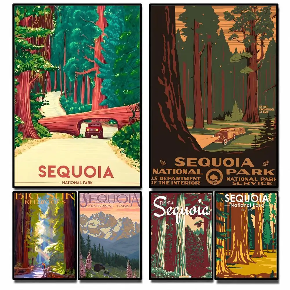 Landmark Sequoia National Park Poster High-definition poster stickers, suitable for bedroom, living room, home decoration
