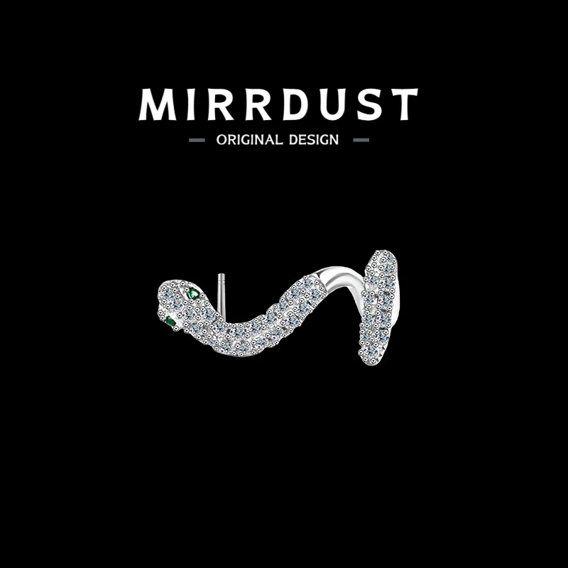 

【Mirrordust】s925Серебряные серьги в форме змеи с блестящим кубическим цирконием, золотые, серебряные серьги с цирконием, высококачественные простые украшения для ушей
