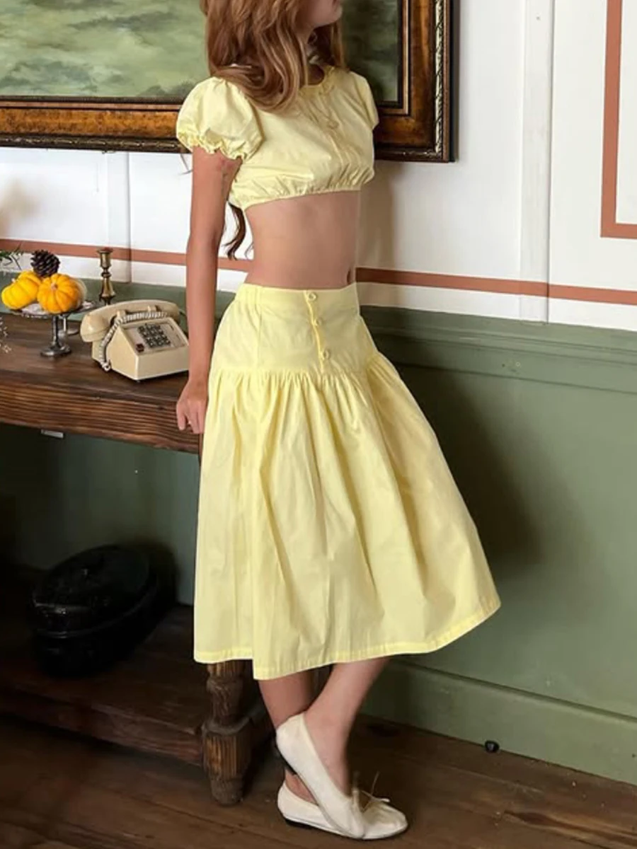 TWOTWINSTYLE Süße Abnehmen Anzug für Frauen Rundhals Langarm Crop Top Niedrige Taille Midi EINE Linie Rock Zwei Stück Set Weibliche Neue