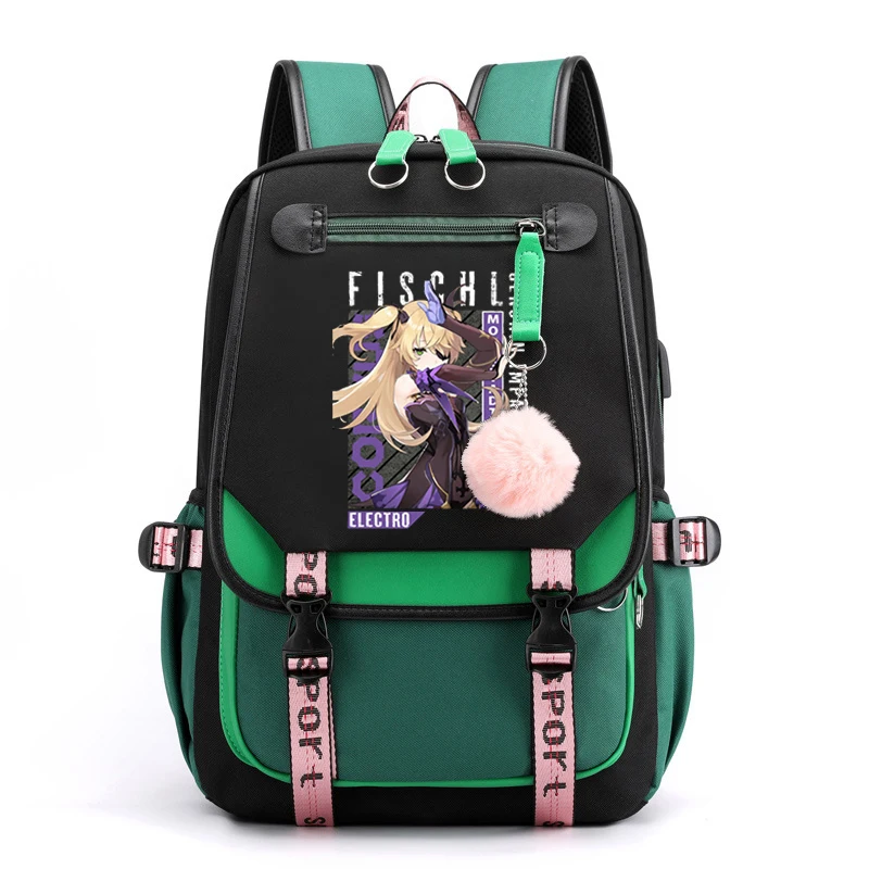 Genshin Impact Women's School Bag Book Backpack for Teenage Girls Schoolbag Backpack Usb Charging Headphone Jack Bookbag Student