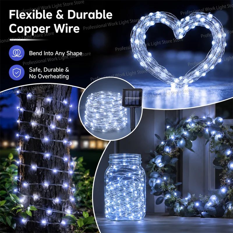 LED Solar String Fairy Lights Outdoor Path Garlands Lamp Led Twinkle Waterproof Lamp Christmas Wedding Garden Street Lights
