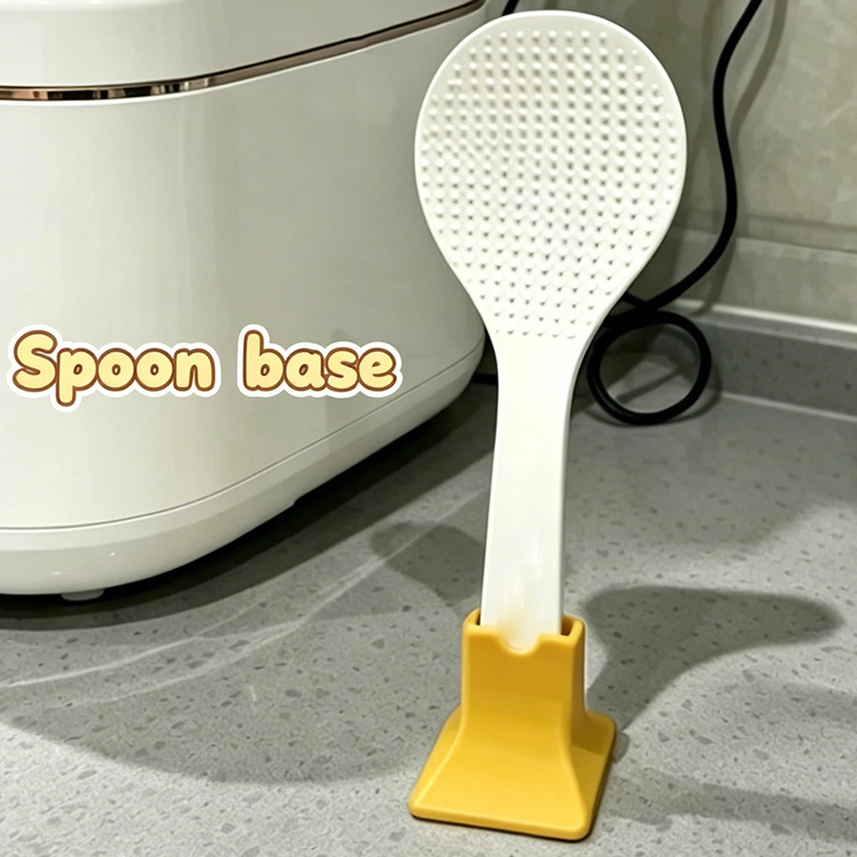 3D Printed Vertical Rice Spoon Holder, Non-Stick Rice Spoon Stand for Kitchen Countertop, Rice Spoon Storage Rack for Rice Cooker