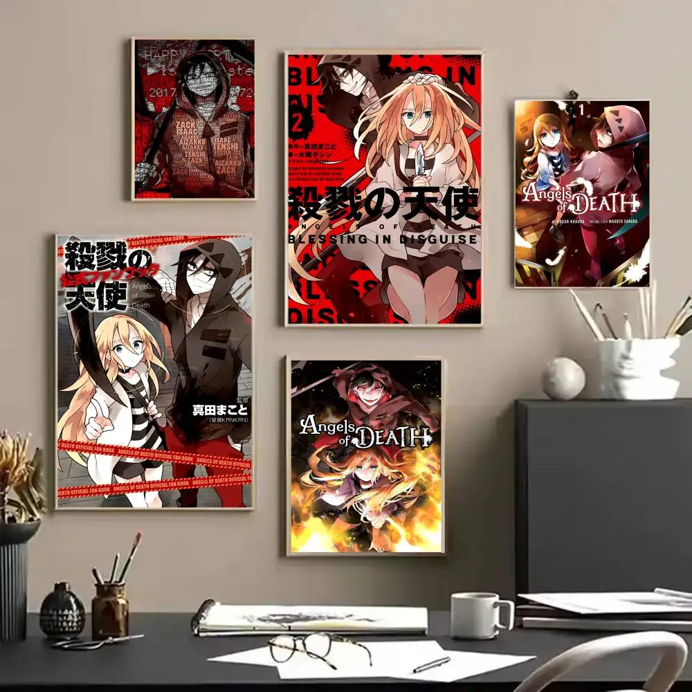 أنيمي A_Angels of D_Death اللوحة الخط الكتان قماش المشارك جدار يطبع لغرفة المعيشة غرفة نوم مكتب ديكور المنزل