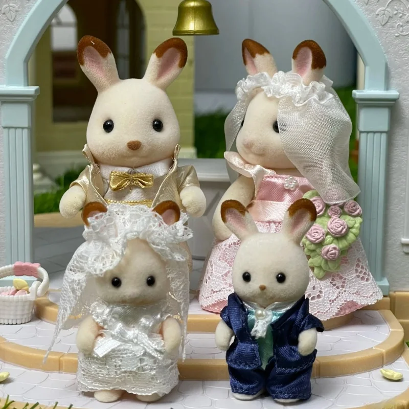 Hot Forest Family Chocolate Rabbit Wedding Set A Et Anime Girl Pvc Figures Toy Figurine Room Decoration Birthday Gift Kids Toys