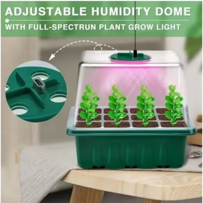 Led Grow Light with Seeding Trays Full Spectrum Seed Starter Kit Tools Germination Growing Lamp for Plants Tools