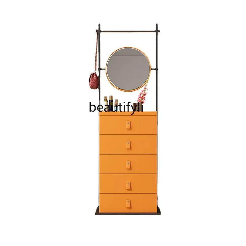 

Chest of Drawers Simple Leather Locker Hall Cabinet Bedroom Cosmetic Cabinet Bag Hanging Rack Coat Rack