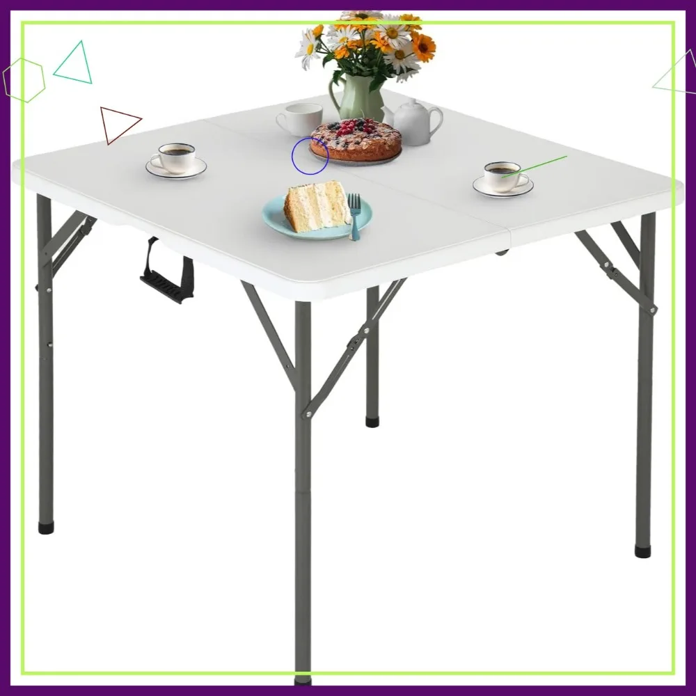 

34-Inch Portable Folding Square Table for Parties, Backyard Events and Dining - White