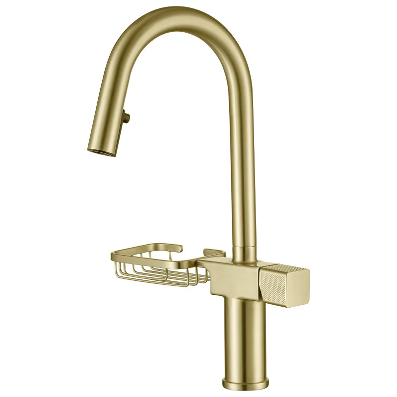 High Arc Pull Down Kitchen Single Hole Stainless Steel Modern Sink Faucet
