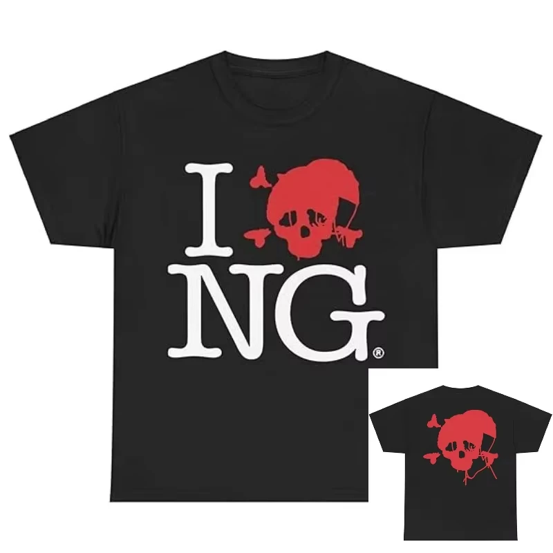 I Love NG I Luv Novagang American-style Printed Crew-neck Printed T-shirt Unisex High-quality Fashionable and Trendy Streetwear