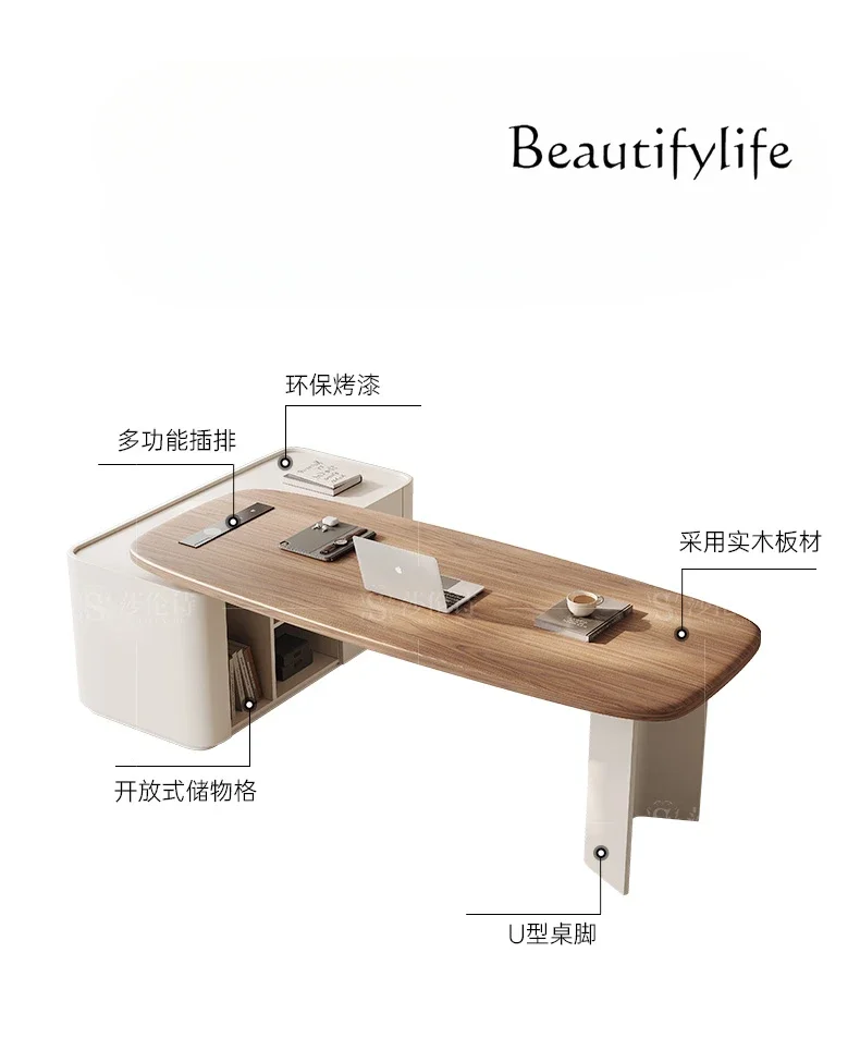 

A Nordic Solid Wood Cream Style Desk Modern Simple Home Desk