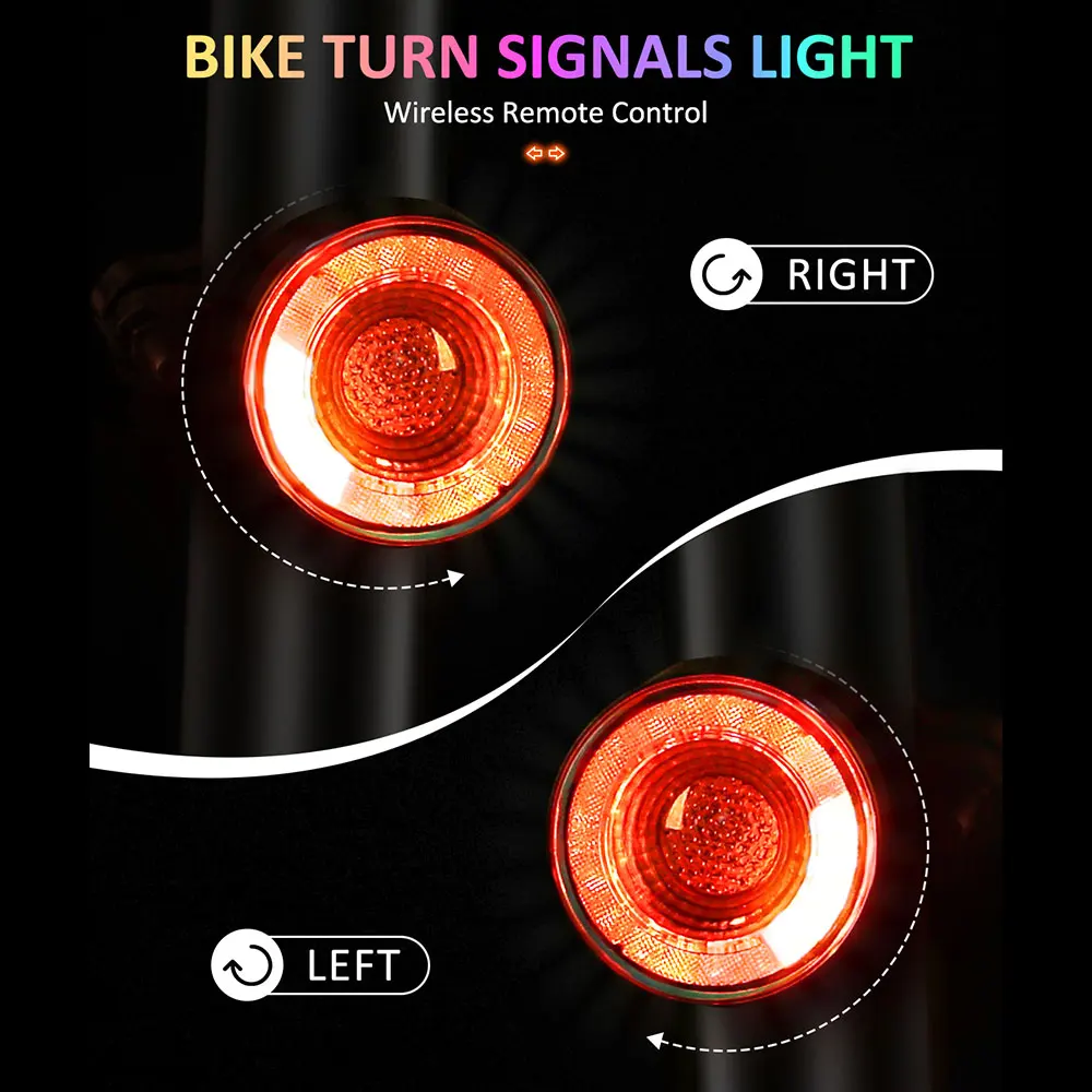 Awapow Bicycle Night Riding Colorful Tail Light Road Bike Brake Sensor Light Mountain Bike Warning Light Bicycle Accessories