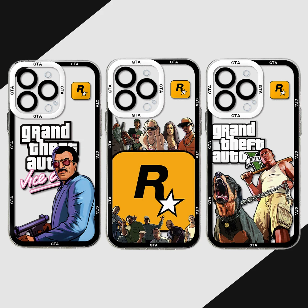 Новый популярный чехол для телефона Gta vice city для iPhone 16, 15, 14, 13, 12, 11 Mini Pro Max X XR XSMax 7, 8 Plus, прозрачная мягкая задняя крышка из ТПУ