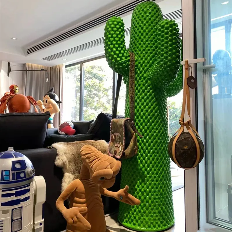Real cactus living room floor-to-ceiling ornament Italian same store sculpture decorative coat rack ornament