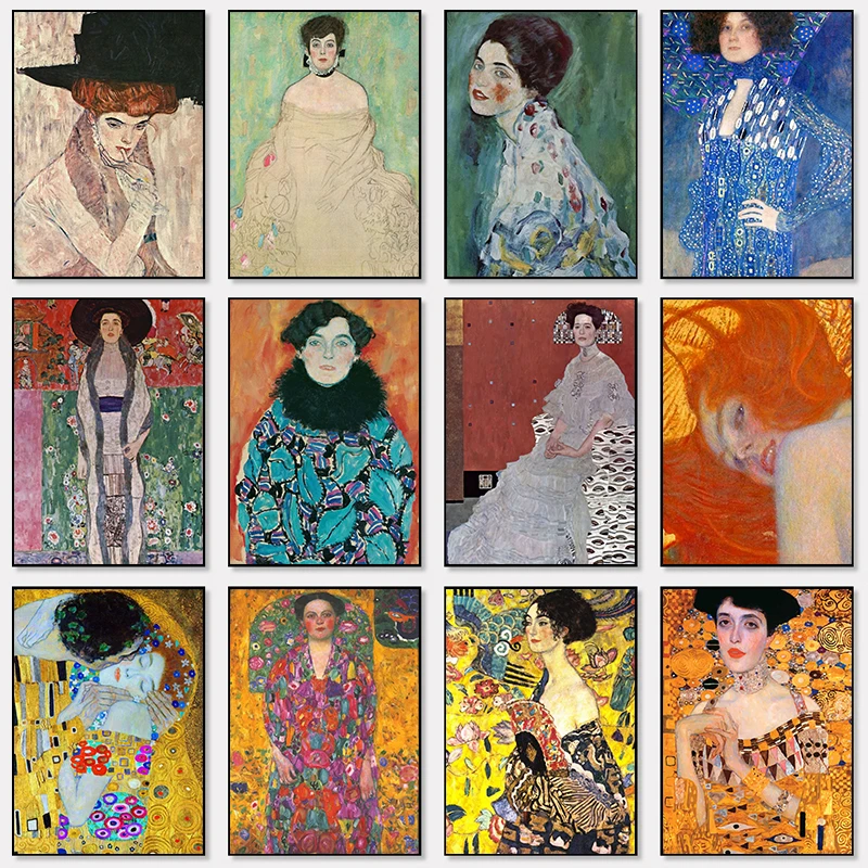 Gustav Klimt Artwork Woman Portrait Painting Posters and Prints Wall Art Picture Canvas Painting for Living Room Home Decoration