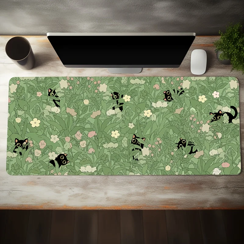 

Cute Cat Plant Aesthetic Large Gaming Mouse Pad Office Desk Mat Computer Keyboard Pad Nonslip Office Desk Room Decor Accessories