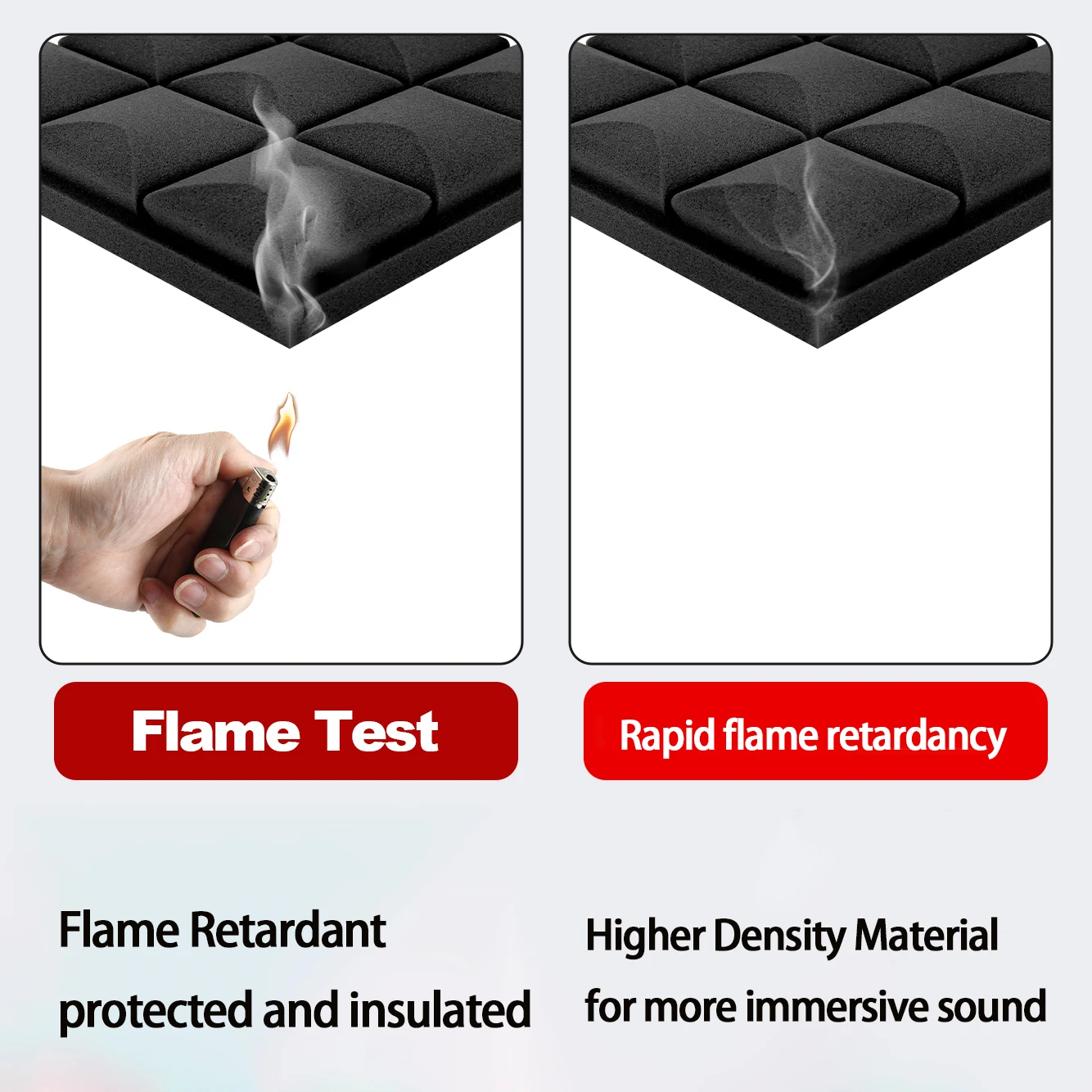 Espuma acústica de alta densidad, Material de espuma acústica reductora de ruido de alta densidad con cabeza de seta de 12 piezas, sonido para decoración de paredes del hogar