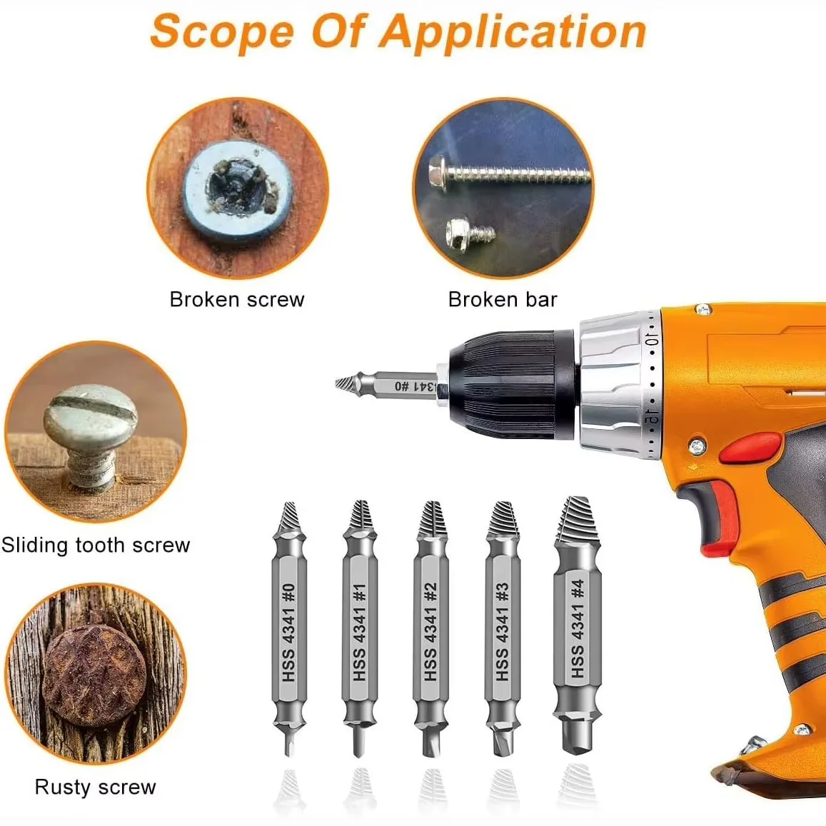 Damaged Screw Extractor Set 6pcs Double Head Bolt Stud Remover Screw Extractor Easy Out Removal Tools Broken Bolt Stripped Set