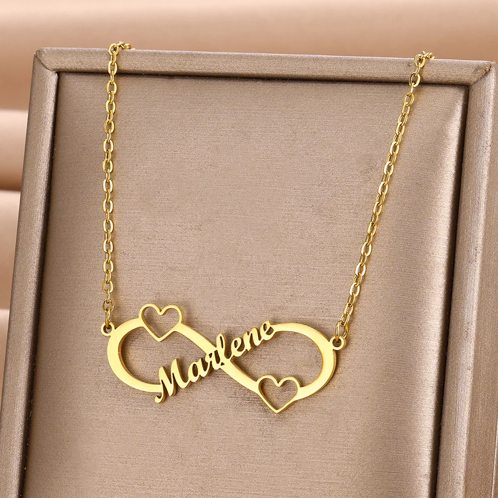 

Custom Infinity Heart Name Necklace Jewelry Stainless Steel Personalized Nameplate Pendant Necklace Women Girl Friends Gifts