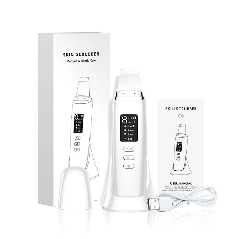 EMS بالموجات فوق الصوتية الجلد الغسيل الاهتزاز الوجه ملعقة مزيل الرؤوس السوداء مجرفة نظيفة التجويف تقشير الوجه رفع العناية بالبشرة #6