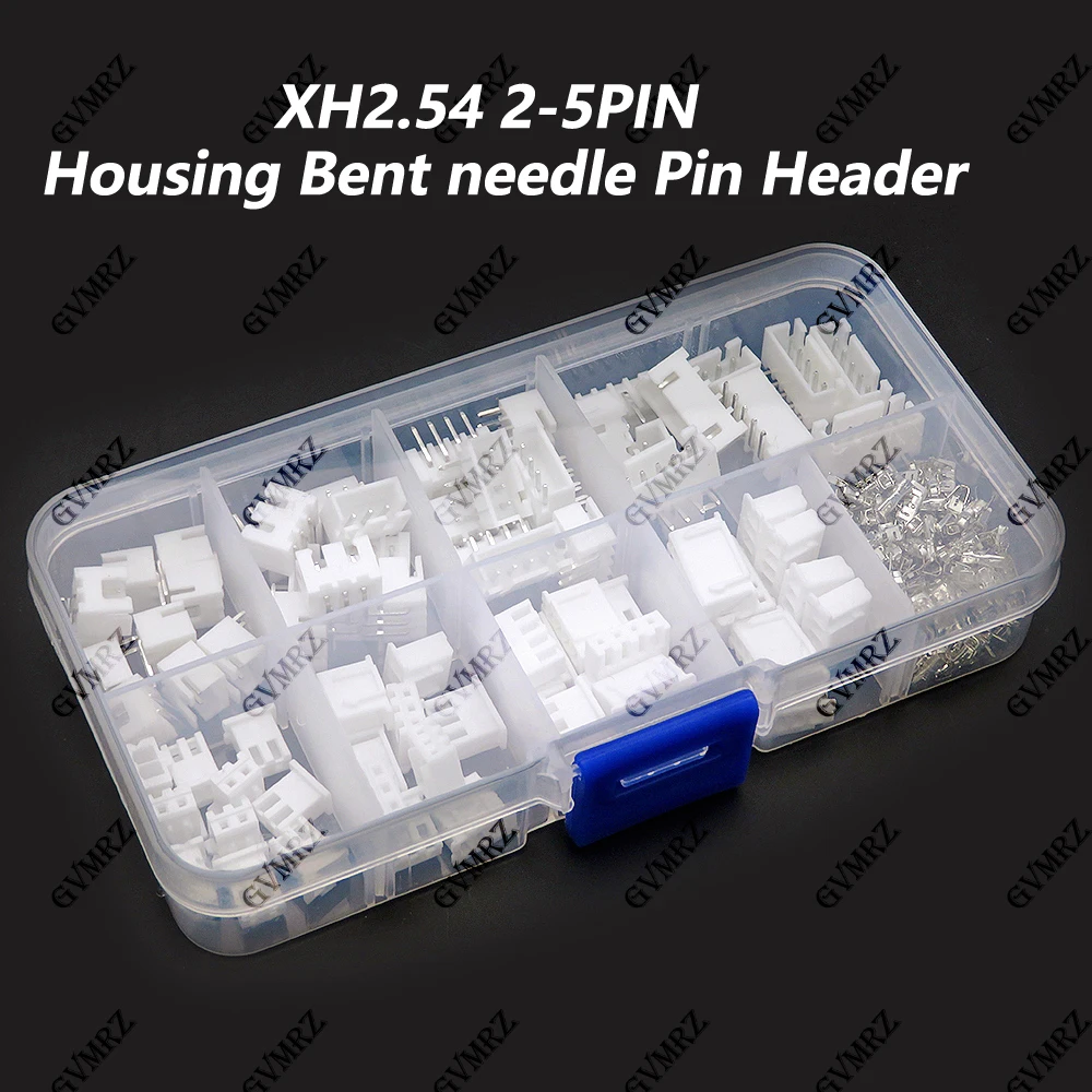 230PCS XH2.54 2p 3p pin 2.54mm Pitch Terminal Kit Housing Bent needle Pin Header JST JC3 Connector Wire Connectors Adaptor 4p 5p