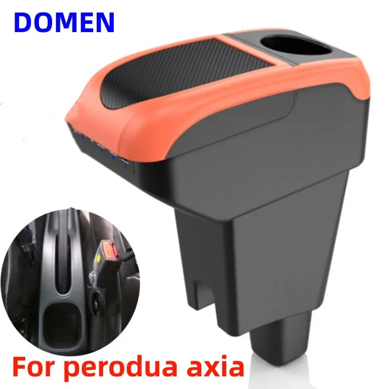 

NEW For perodua axia Armrest Box Special center armrest storage box modification accessories Large Space Dual Layer USB Charging