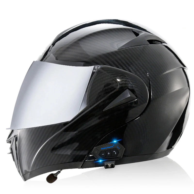 

Blue tooth SnakeCarbon Fiber Silver Plated Mirror intercom blue tooth helmet headset motorcycle helmets full face helmet