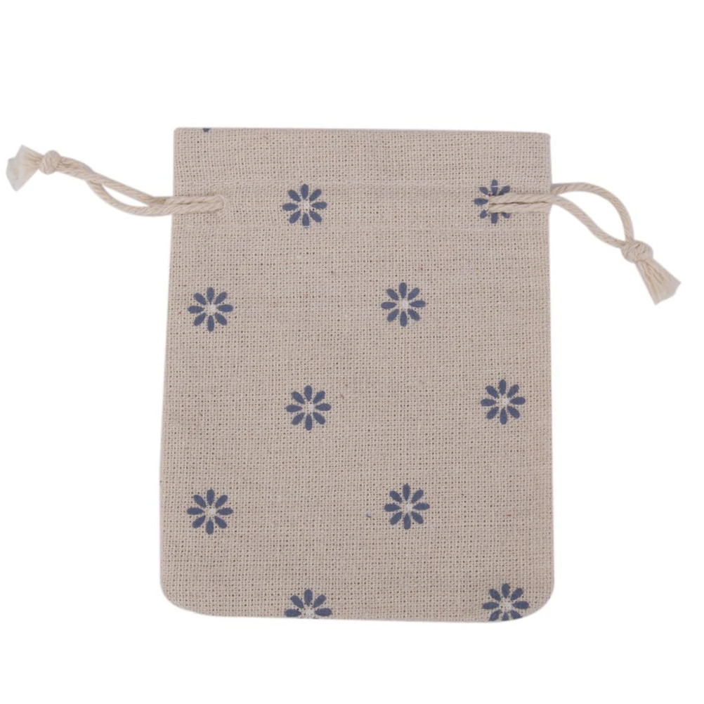 

10 PCS Flower Linen Jute Gift Bags Drawstring Burlap Sack Jewelry Candy Storage Pouch 4.92x6.49inch for Wedding Favor