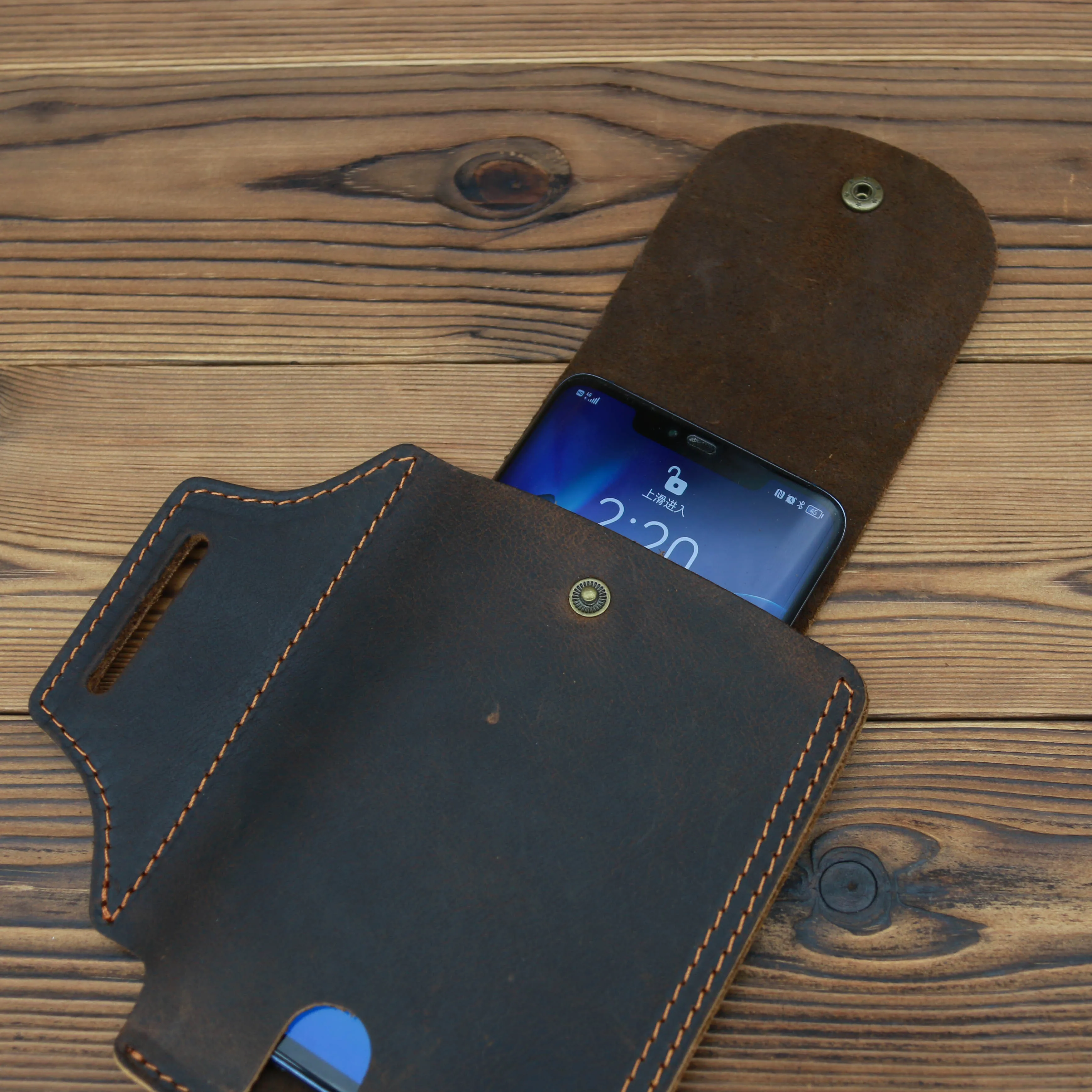 Genuine Leather Phone Pouch Case For 6-7.5inch Cellphone Loop Holster Case Belt Waist Bag Phone Wallet Anti-theft