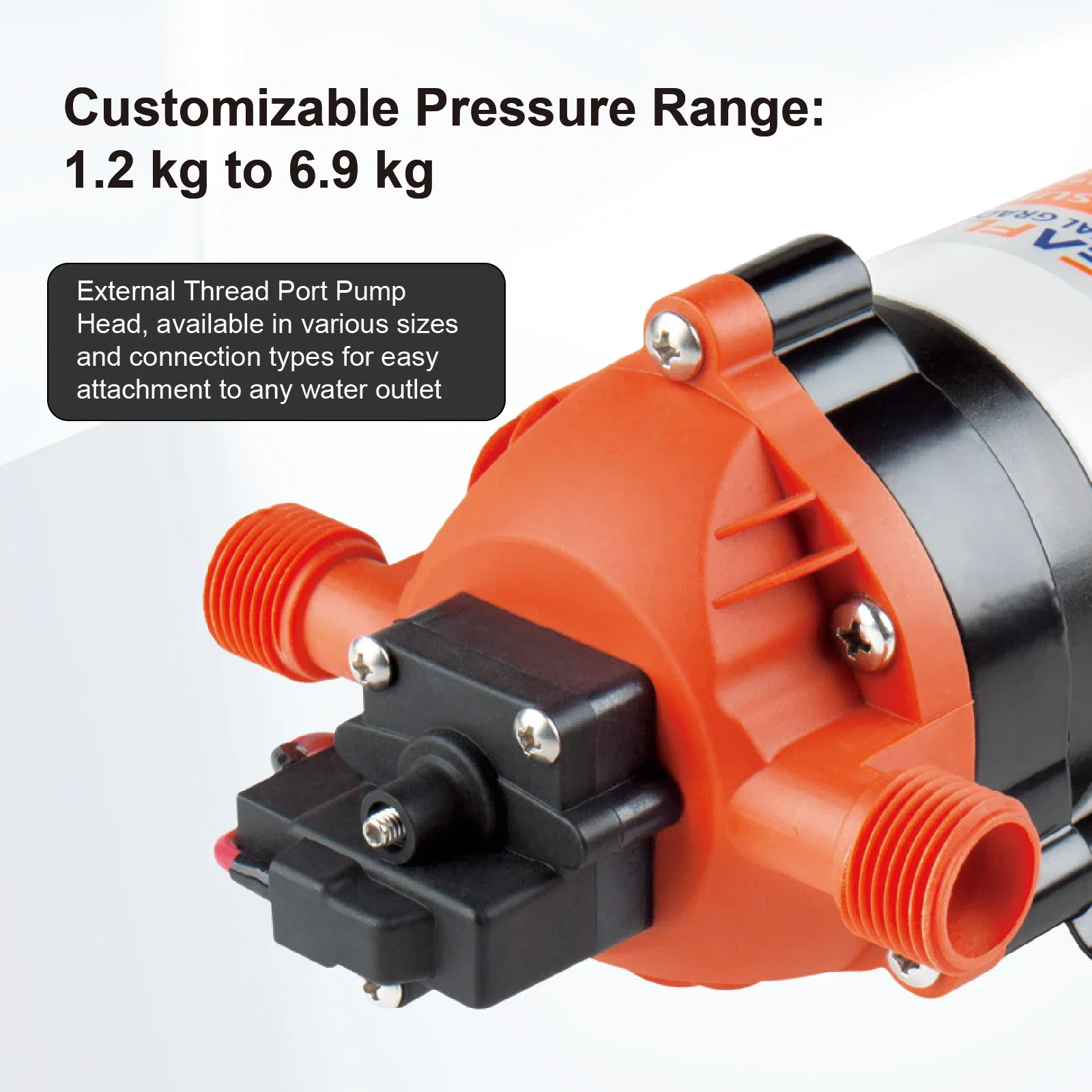 SF-42 Diaphragm Water Pump 12V 24V RV Camper Self-Priming DC Pressure Pump 7.6L/min 35 PSI Auto Pressure Switch System