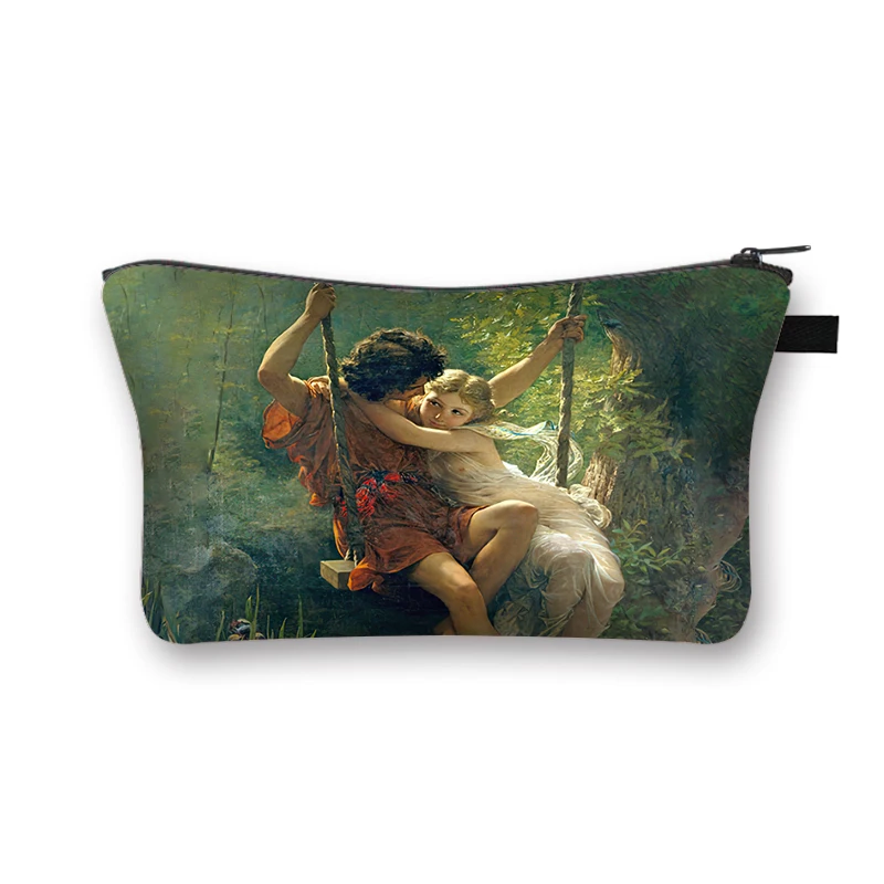 World Famous Paintings Ingres / Van Gogh / Michelangelo / Cosmetic Bags Religious Goddess Angel Women Makeup Bag Small Pouch