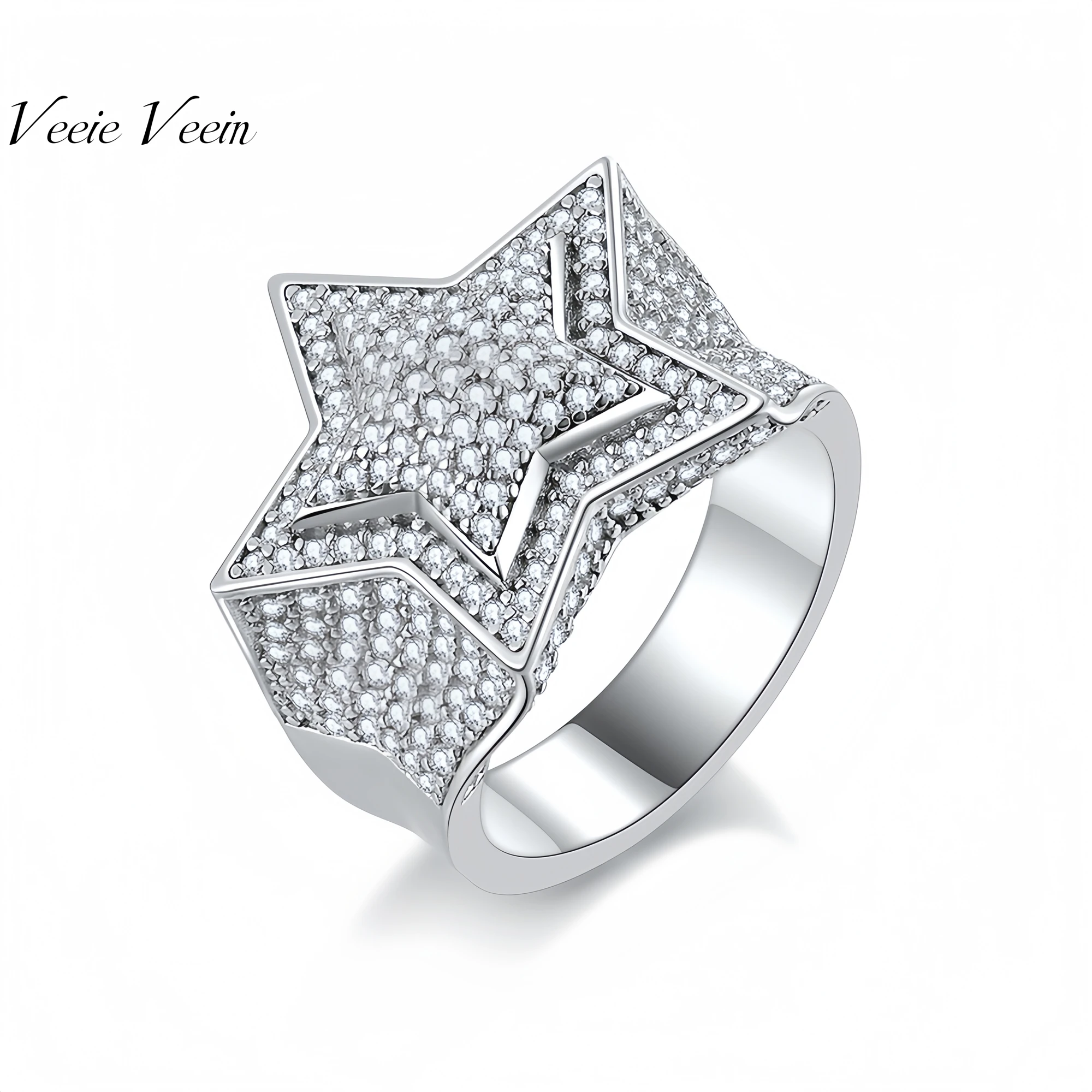 

Veeie Veein Brand Luxury Brand Designer S925 Sterling Silver Ring Jewelry GRA Certificate Five-Pointed Star Moissanite Jewelry