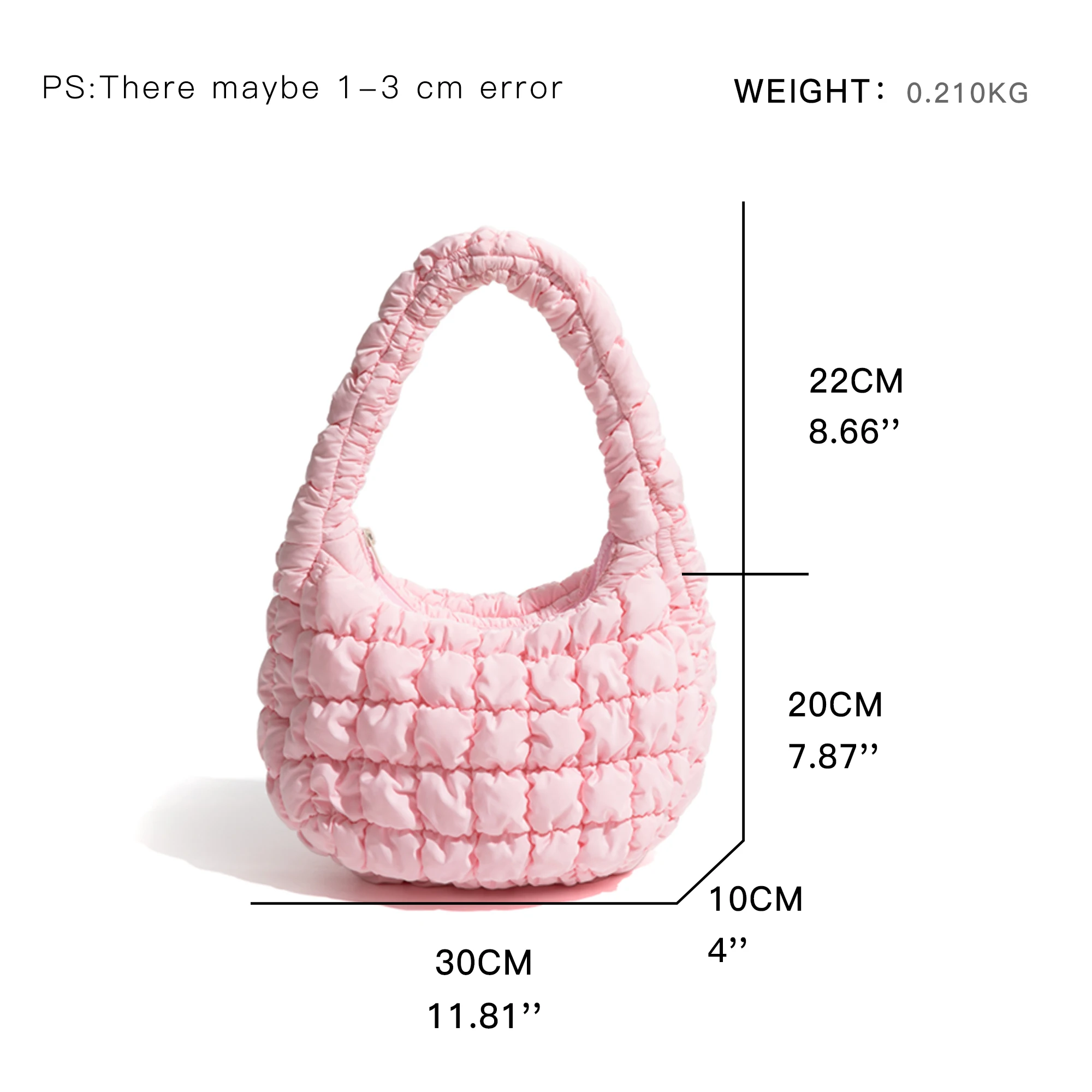 KOKOPEAS Pleated Tote Handbag For Woman Nylon Solid Color Simple Casual Phone Purse Quilted Cute Girl Key Headset Bag